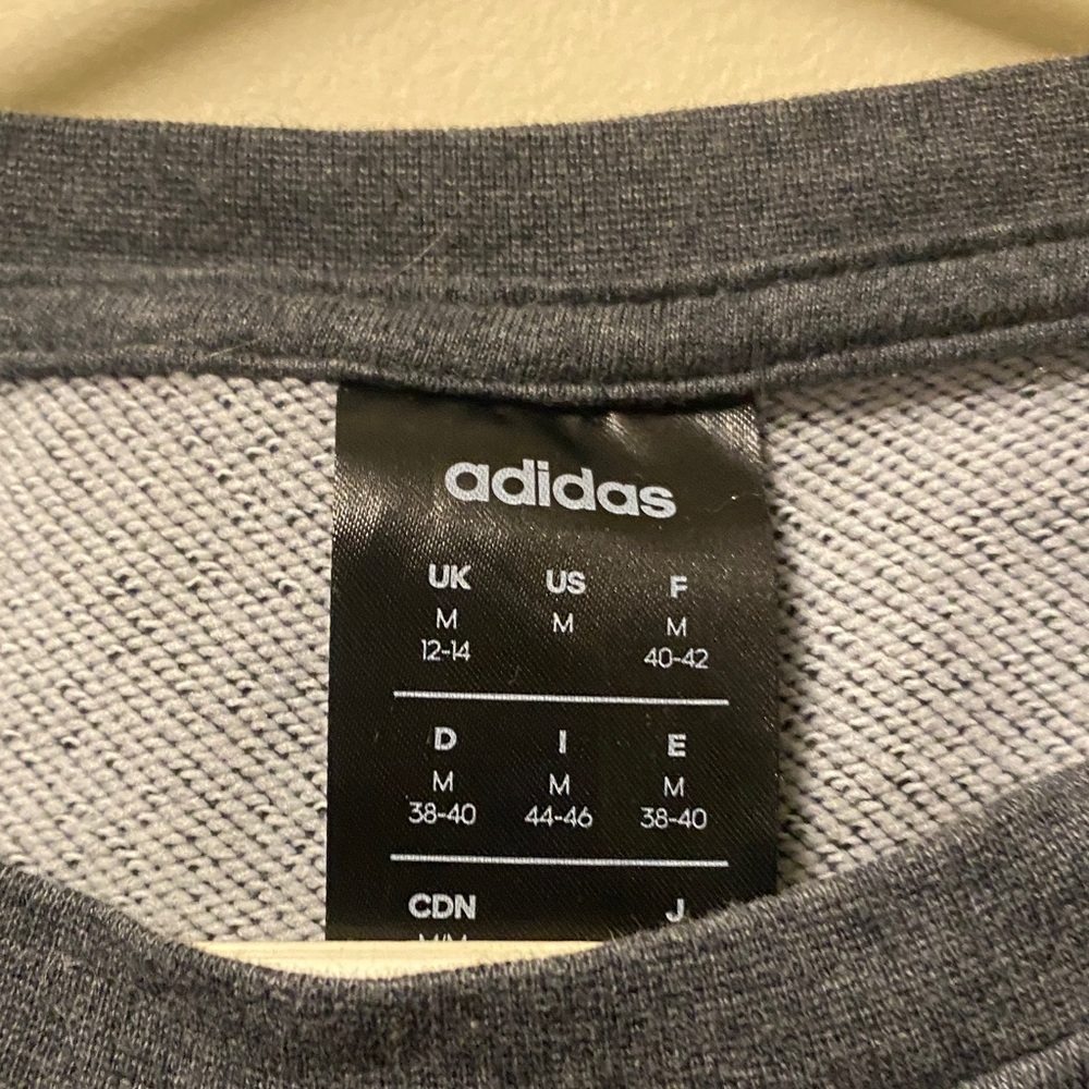 adidas Dark Gray Crewneck with Pink Logo - Picture 2 of 3